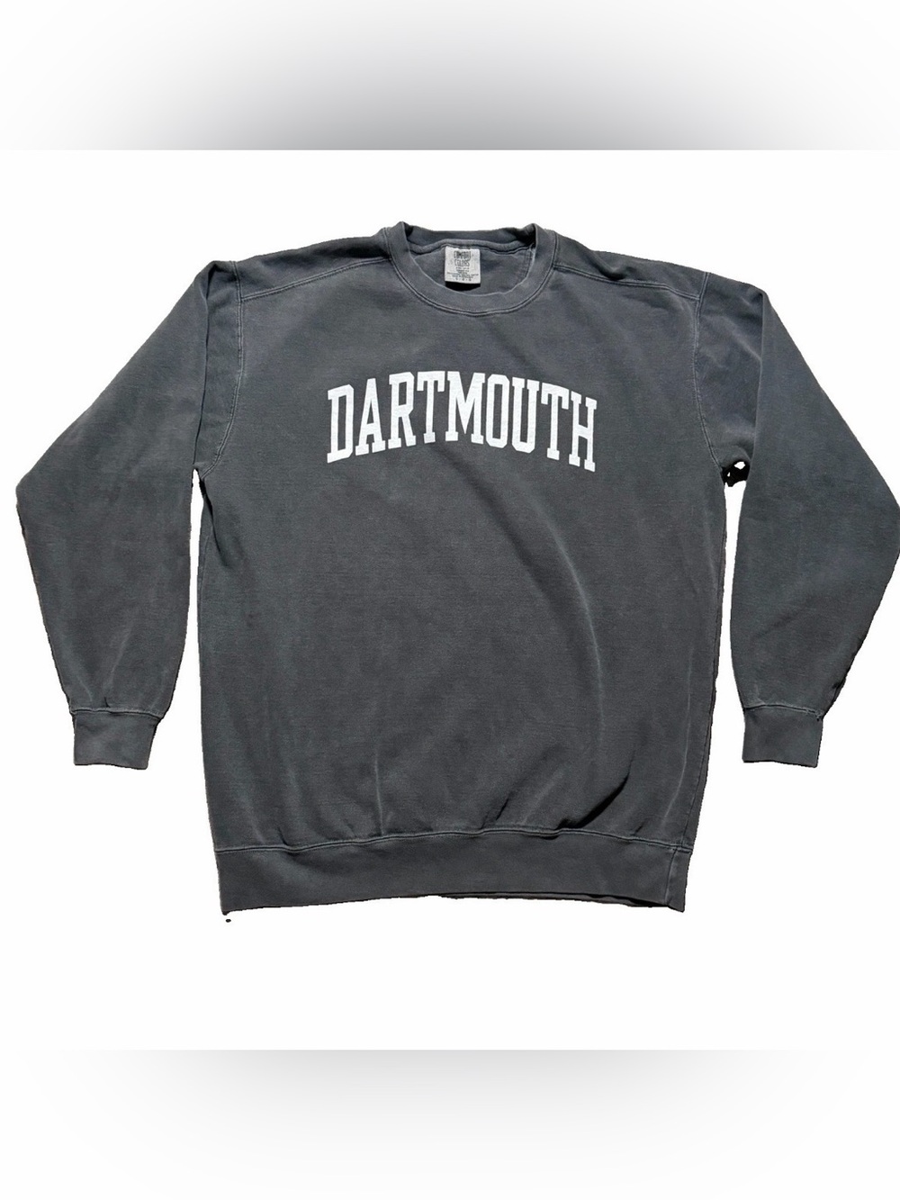 Comfort Colors Large Dartmouth Washed Gray NCAA Crewneck Sweatshirt Cotton Blend